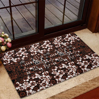 Burgundy Hawaiian Tapa Tribal Hibiscus Rubber Doormat LT9 - Polynesian Pride