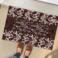 Burgundy Hawaiian Tapa Tribal Hibiscus Rubber Doormat LT9 - Polynesian Pride
