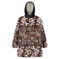 Burgundy Hawaiian Tapa Tribal Hibiscus Wearable Blanket Hoodie LT9 One Size Burgundy - Polynesian Pride