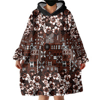 Burgundy Hawaiian Tapa Tribal Hibiscus Wearable Blanket Hoodie LT9 - Polynesian Pride