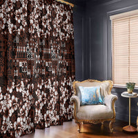 Burgundy Hawaiian Tapa Tribal Hibiscus Window Curtain LT9 - Polynesian Pride