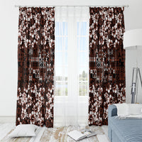 Burgundy Hawaiian Tapa Tribal Hibiscus Window Curtain LT9 - Polynesian Pride