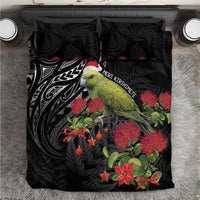 Meri Kirihimete Kakapo Bedding Set Black Silver Fern Christmas Vibe LT9 Black - Polynesian Pride