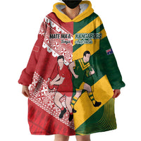 Australia-Tonga Rugby Pacific Custom Wearable Blanket Hoodie The Kangaroos and Mate Ma'a Tonga LT9 - Polynesian Pride