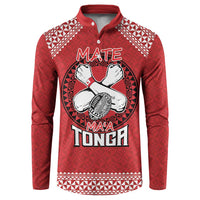 Tonga Rugby XIII Custom Button Sweatshirt Mate Ma'a Tonga with Ngatu Pattern