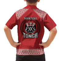 Tonga Rugby XIII Custom Family Matching Short Sleeve Bodycon Dress and Hawaiian Shirt Mate Ma'a Tonga with Ngatu Pattern