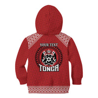 Tonga Rugby XIII Custom Kid Hoodie Mate Ma'a Tonga with Ngatu Pattern