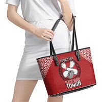 Tonga Rugby XIII Custom Leather Tote Bag Mate Ma'a Tonga with Ngatu Pattern