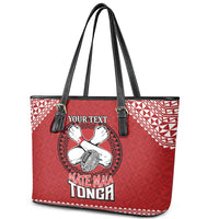 Tonga Rugby XIII Custom Leather Tote Bag Mate Ma'a Tonga with Ngatu Pattern