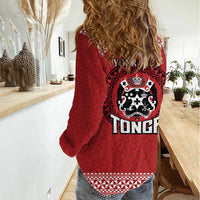 Tonga Rugby XIII Custom Women Casual Shirt Mate Ma'a Tonga with Ngatu Pattern