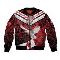 Custom Tonga XIII Rugby Tribal Tattoo Sleeve Zip Bomber Jacket Mate Ma'a Tonga Kupesi Ngatu Grunge Style