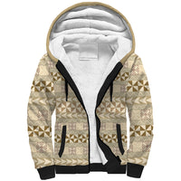 Pasifika Sataoa Pattern Simple Motif Sherpa Hoodie Beige Tan LT9 Unisex Beige Tan - Polynesian Pride