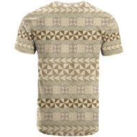 Pasifika Sataoa Pattern Simple Motif T Shirt Beige Tan LT9 - Polynesian Pride