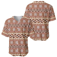 Pasifika Sataoa Pattern Simple Motif Baseball Jersey Brown Beige Tan LT9 - Polynesian Pride