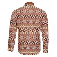 Pasifika Sataoa Pattern Simple Motif Family Matching Off Shoulder Maxi Dress and Hawaiian Shirt Brown Beige Tan LT9 - Polynesian Pride