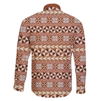 Pasifika Sataoa Pattern Simple Motif Family Matching Short Sleeve Bodycon Dress and Hawaiian Shirt Brown Beige Tan LT9 - Polynesian Pride