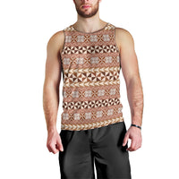 Pasifika Sataoa Pattern Simple Motif Men Tank Top Brown Beige Tan LT9 - Polynesian Pride