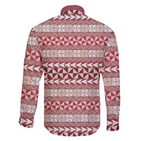 Pasifika Sataoa Pattern Simple Motif Family Matching Long Sleeve Bodycon Dress and Hawaiian Shirt Cherry LT9 - Polynesian Pride