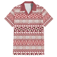 Pasifika Sataoa Pattern Simple Motif Family Matching Short Sleeve Bodycon Dress and Hawaiian Shirt Cherry LT9 Dad's Shirt - Short Sleeve Cherry - Polynesian Pride
