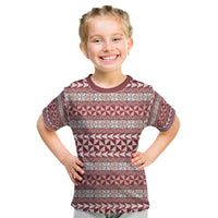 Pasifika Sataoa Pattern Simple Motif Kid T Shirt Cherry LT9 Cherry - Polynesian Pride