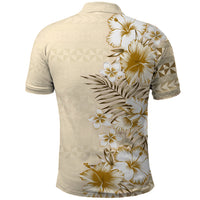 Pasifika Sataoa Pattern Plumeria Vintage Polo Shirt Beige Tan LT9 - Polynesian Pride