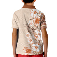 Pasifika Sataoa Pattern Plumeria Vintage Kid Polo Shirt Brown Beige Tan LT9 - Polynesian Pride