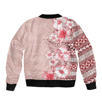 Pasifika Sataoa Pattern Plumeria Vintage Bomber Jacket Cherry LT9 - Polynesian Pride