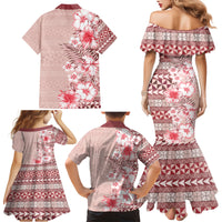 Pasifika Sataoa Pattern Plumeria Vintage Family Matching Mermaid Dress and Hawaiian Shirt Cherry LT9 - Polynesian Pride