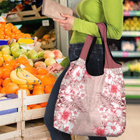 Pasifika Sataoa Pattern Plumeria Vintage Grocery Bag Cherry