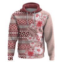 Pasifika Sataoa Pattern Plumeria Vintage Zip Hoodie Cherry LT9 Pullover Hoodie Cherry - Polynesian Pride