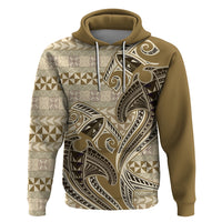 Vintage Hammerhead Shark Valentine Day Zip Hoodie Pasifika Sataoa Pattern - Beige Tan LT9 Pullover Hoodie Beige Tan - Polynesian Pride