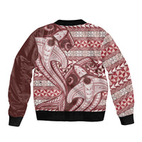 Vintage Hammerhead Shark Valentine Day Bomber Jacket Pasifika Sataoa Pattern - Cherry LT9 - Polynesian Pride