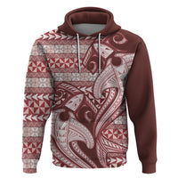 Vintage Hammerhead Shark Valentine Day Zip Hoodie Pasifika Sataoa Pattern - Cherry LT9 Pullover Hoodie Cherry - Polynesian Pride