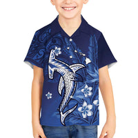 Personalized Hawaiian Maori Hammerhead Shark Family Matching Off Shoulder Maxi Dress and Hawaiian Shirt Polu Plumeria