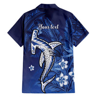 Personalized Hawaiian Maori Hammerhead Shark Family Matching Off Shoulder Short Dress and Hawaiian Shirt Polu Plumeria