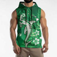 Personalized Hawaiian Maori Hammerhead Shark Sleeveless Hoodie Omaomao Plumeria LT9 - Polynesian Pride