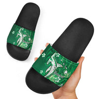 Personalized Hawaiian Maori Hammerhead Shark Slide Sandals Omaomao Plumeria LT9 - Polynesian Pride