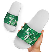 Personalized Hawaiian Maori Hammerhead Shark Slide Sandals Omaomao Plumeria LT9 - Polynesian Pride