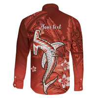 Personalized Hawaiian Maori Hammerhead Shark Family Matching Tank Maxi Dress and Hawaiian Shirt Ulaula Plumeria