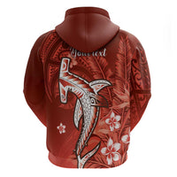 Personalized Hawaiian Maori Hammerhead Shark Hoodie Ulaula Plumeria LT9 - Polynesian Pride