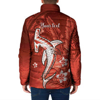 Personalized Hawaiian Maori Hammerhead Shark Padded Jacket Ulaula Plumeria LT9 - Polynesian Pride