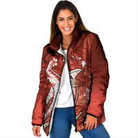 Personalized Hawaiian Maori Hammerhead Shark Padded Jacket Ulaula Plumeria LT9 Women Red - Polynesian Pride