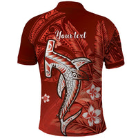 Personalized Hawaiian Maori Hammerhead Shark Polo Shirt Ulaula Plumeria LT9 - Polynesian Pride
