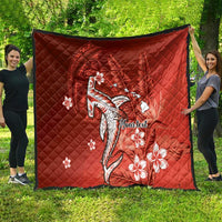 Personalized Hawaiian Maori Hammerhead Shark Quilt Ulaula Plumeria LT9 - Polynesian Pride