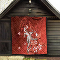 Personalized Hawaiian Maori Hammerhead Shark Quilt Ulaula Plumeria LT9 - Polynesian Pride