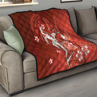 Personalized Hawaiian Maori Hammerhead Shark Quilt Ulaula Plumeria LT9 - Polynesian Pride