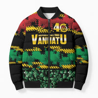 Vanuatu 46th Year Anniversary Bomber Puffer Jacket 30 July 1980 Hibiscus Seamless Pattern