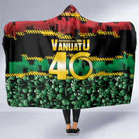 Vanuatu 46th Year Anniversary Hooded Blanket 30 July 1980 Hibiscus Seamless Pattern LT9 One Size Black - Polynesian Pride
