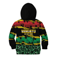 Vanuatu 46th Year Anniversary Kid Hoodie 30 July 1980 Hibiscus Seamless Pattern