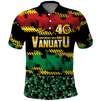 Vanuatu 46th Year Anniversary Polo Shirt 30 July 1980 Hibiscus Seamless Pattern